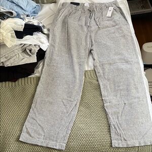 Linen Striped Gray Pants
